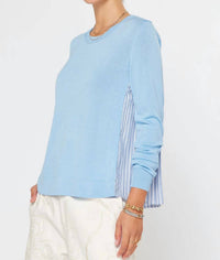 Current Air - Stripe Pleated Woven Back With Rhinestones Top