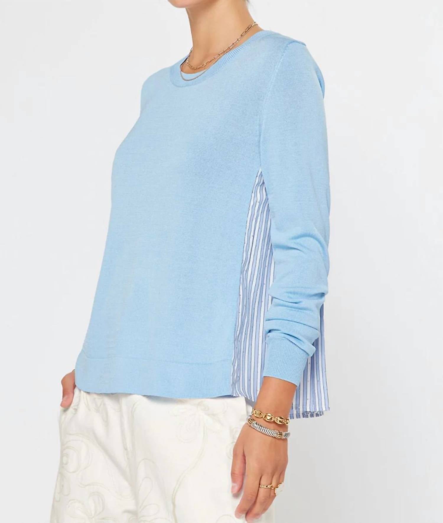 Current Air - Stripe Pleated Woven Back With Rhinestones Top