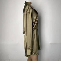 JBQ Women's Collared Shirt Mini Dress in green - women's dress - detail view