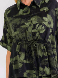 Little Secret Of Mine - Short Sleeve Blouse & Elastic Waist Pockets Pants 2-piece Set