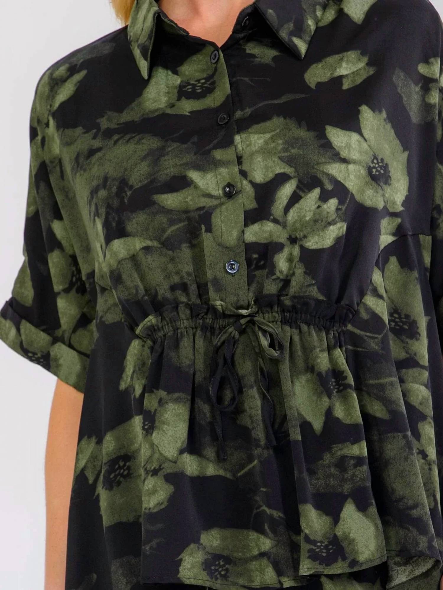 Little Secret Of Mine - Short Sleeve Blouse & Elastic Waist Pockets Pants 2-piece Set