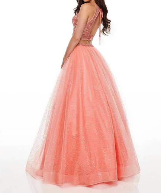 Rachel Allan - Embroidered Two-piece Sequin Tulle Prom Gown