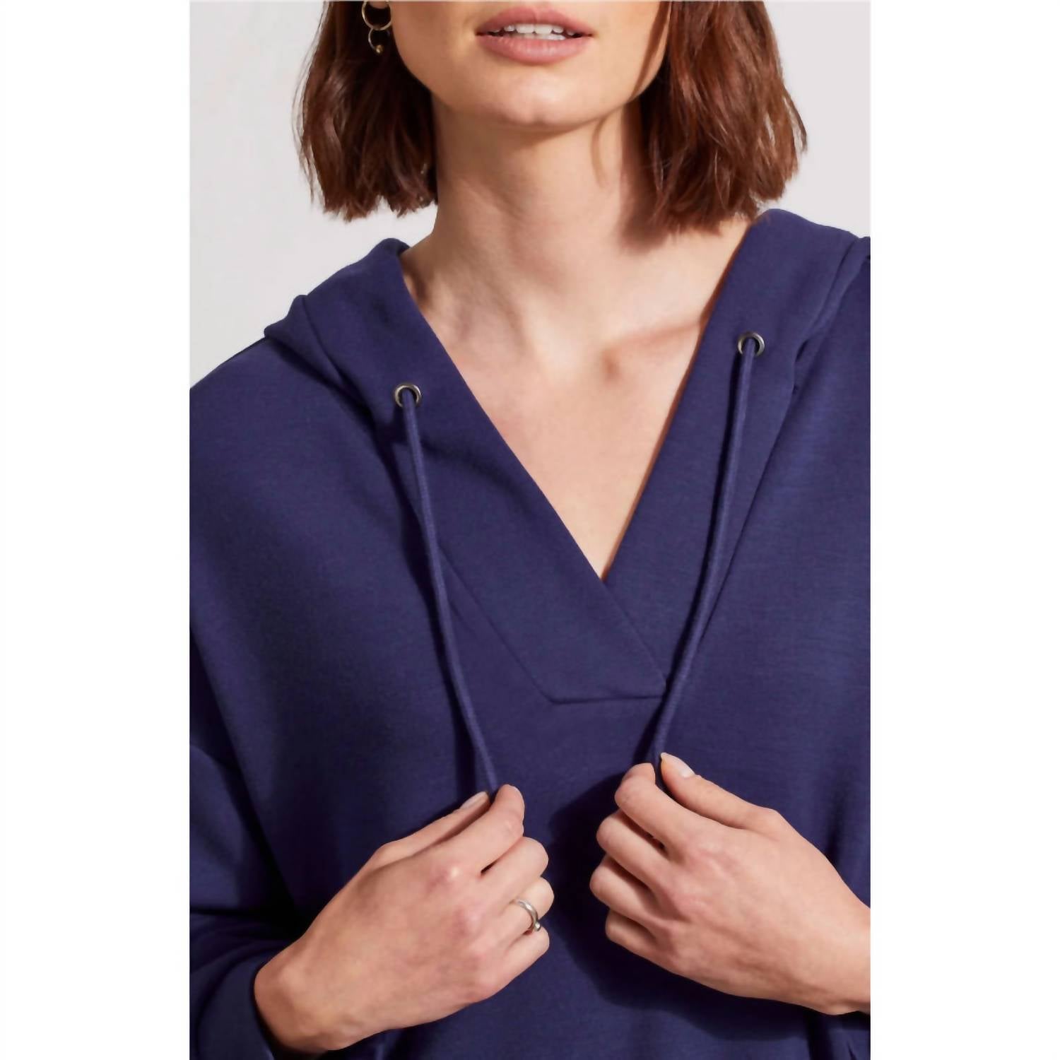 Tribal - Quarter Sleeve Hooded Dolman Tunic