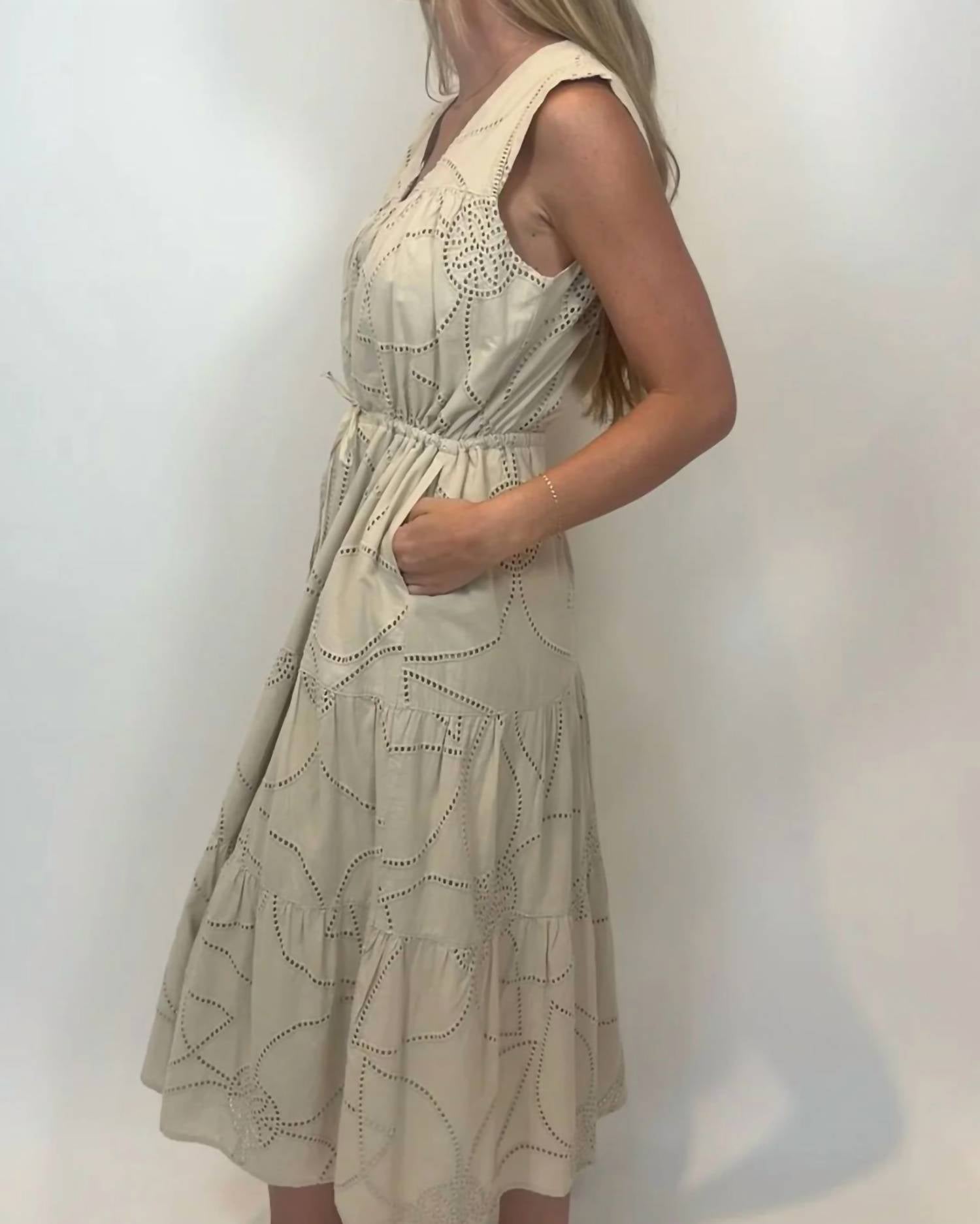 MELISSA NEPTON Analyne Midi Dress in beige 1 - women's dress - detail view