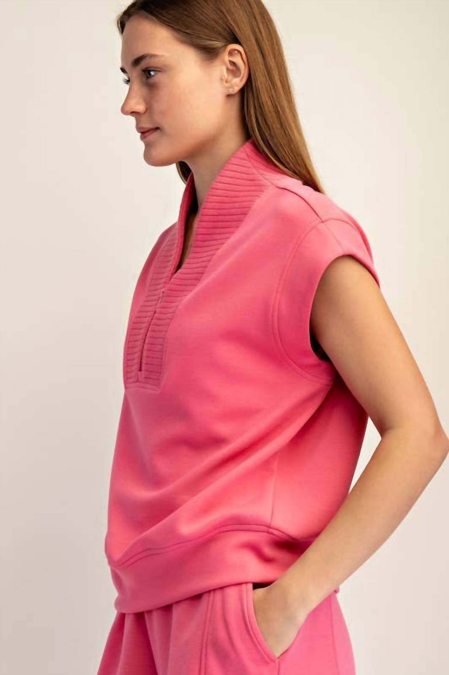 Rae Mode - Sleeveless Modal Scuba Luxe Quarter Zip Top