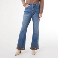 Coco + Carmen - Scalloped Beaded Bottom Flare Jeans