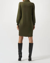 Joseph Ribkoff Longsleeve Zip Front Dress in khaki - women's dress - detail view