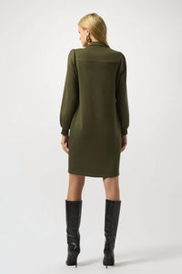 Joseph Ribkoff Longsleeve Zip Front Dress in khaki - women's dress - alternate view