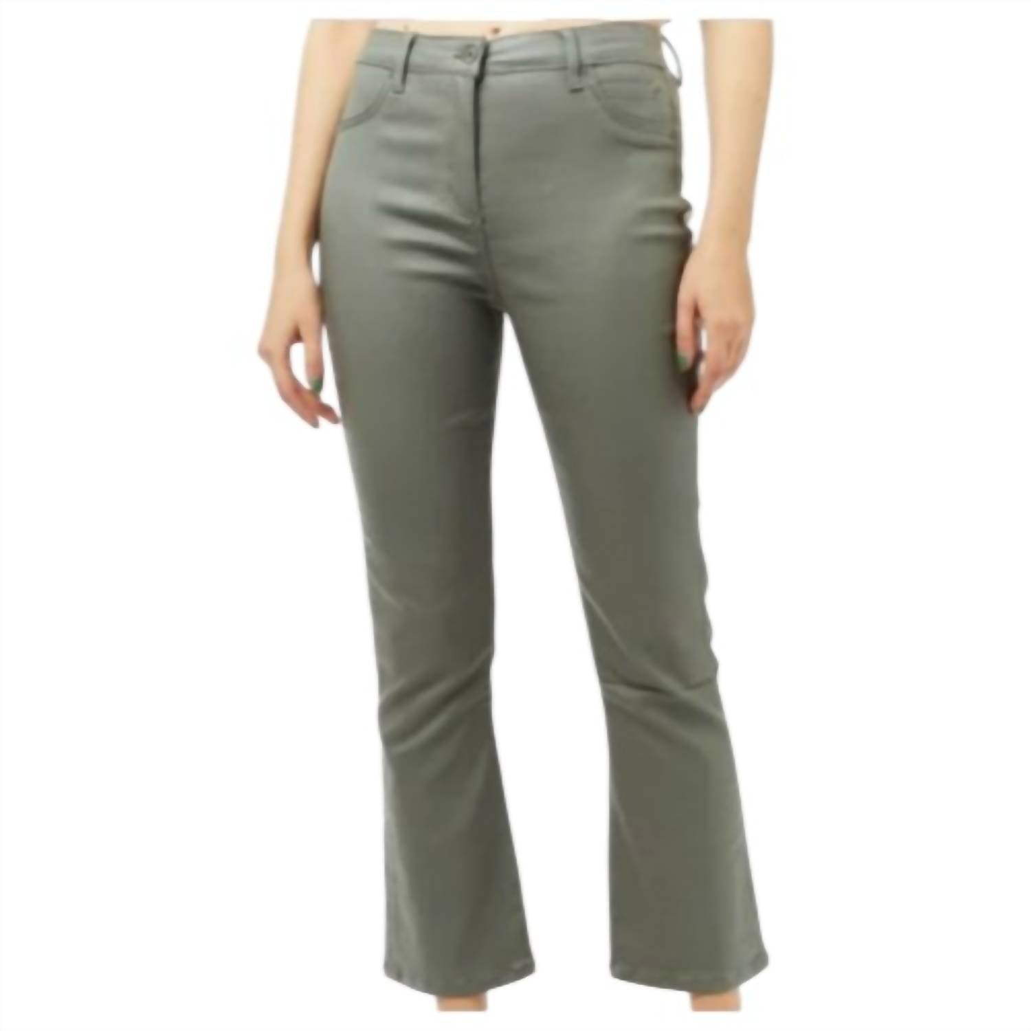 Tractr - Women's High Rise Coated Ankle Crop Flare Denim