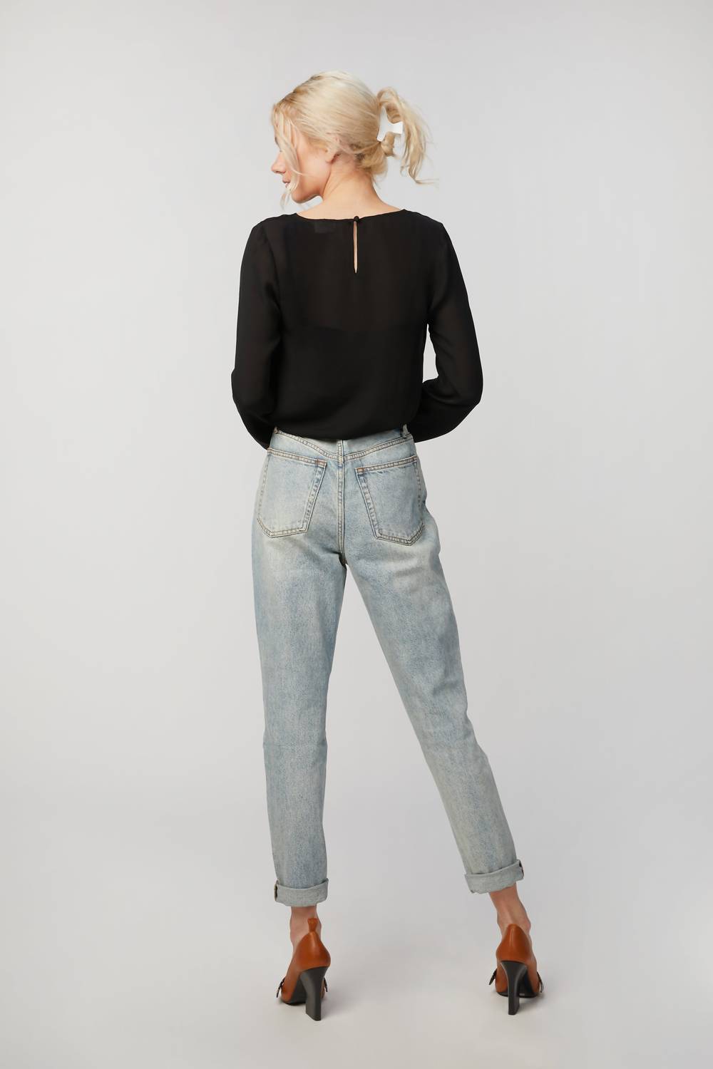 AGNES LACE-PANELED SILK BLOUSE