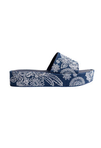 Johnny Was - Women's Bandana Embroidered Platform Slide Sandal