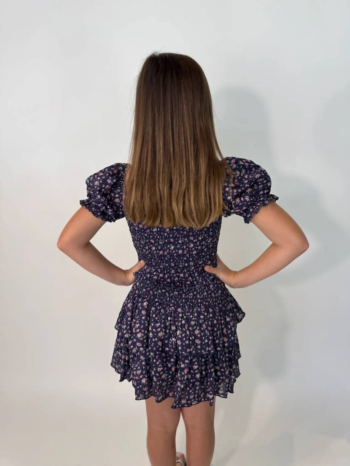 Katie J NYC Girls Marlee Top in midnight ditsy - kids' t-shirt - detail view
