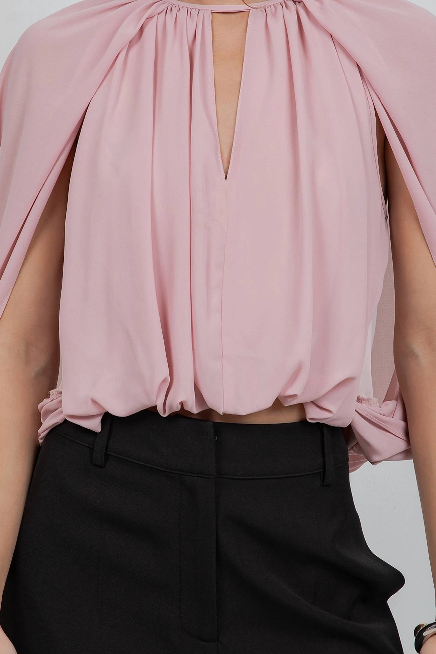 Whiteroom+Cactus - Soft Woven Balloon Top with Cape