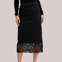 BluIvy Tahlia Lace Midi Skirt in black - women's skirt