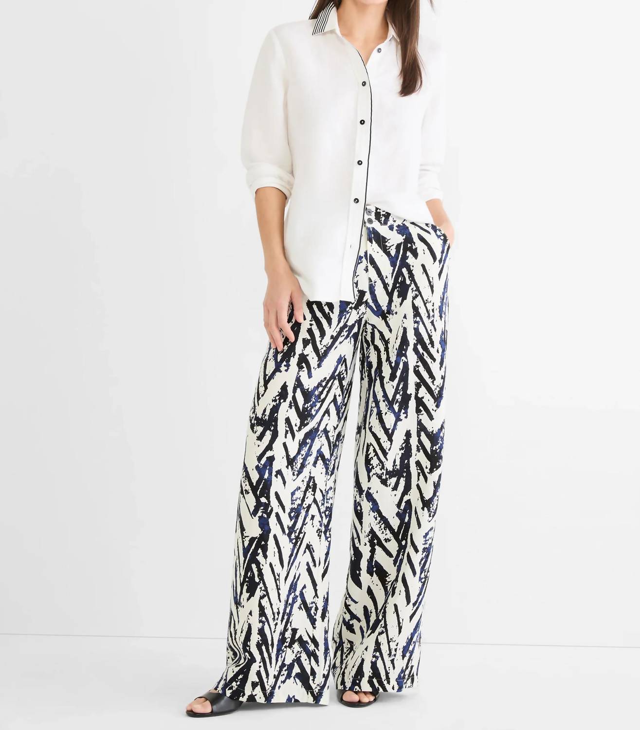 Nic + Zoe - Crosshatch Linen Wide Leg Pants