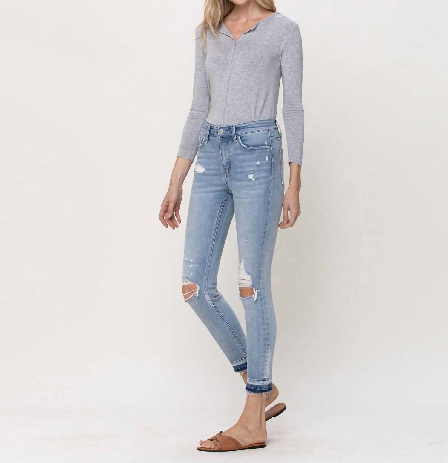 Flying Monkey - Beachin' Mid Rise Crop Ankle Skinny Jean
