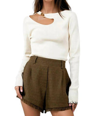 Whiteroom+Cactus - Amanda Chain Closure Ribbed Knit Top