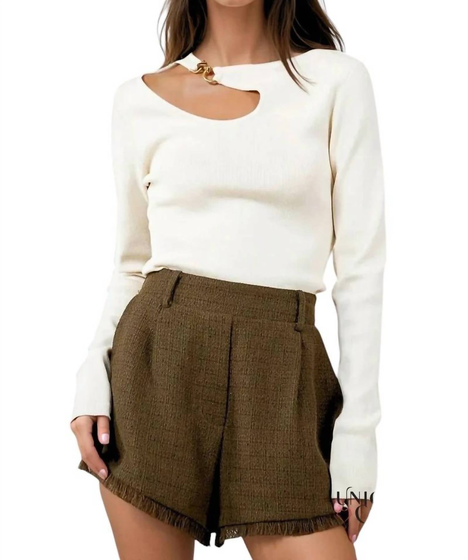 Whiteroom+Cactus - Amanda Chain Closure Ribbed Knit Top