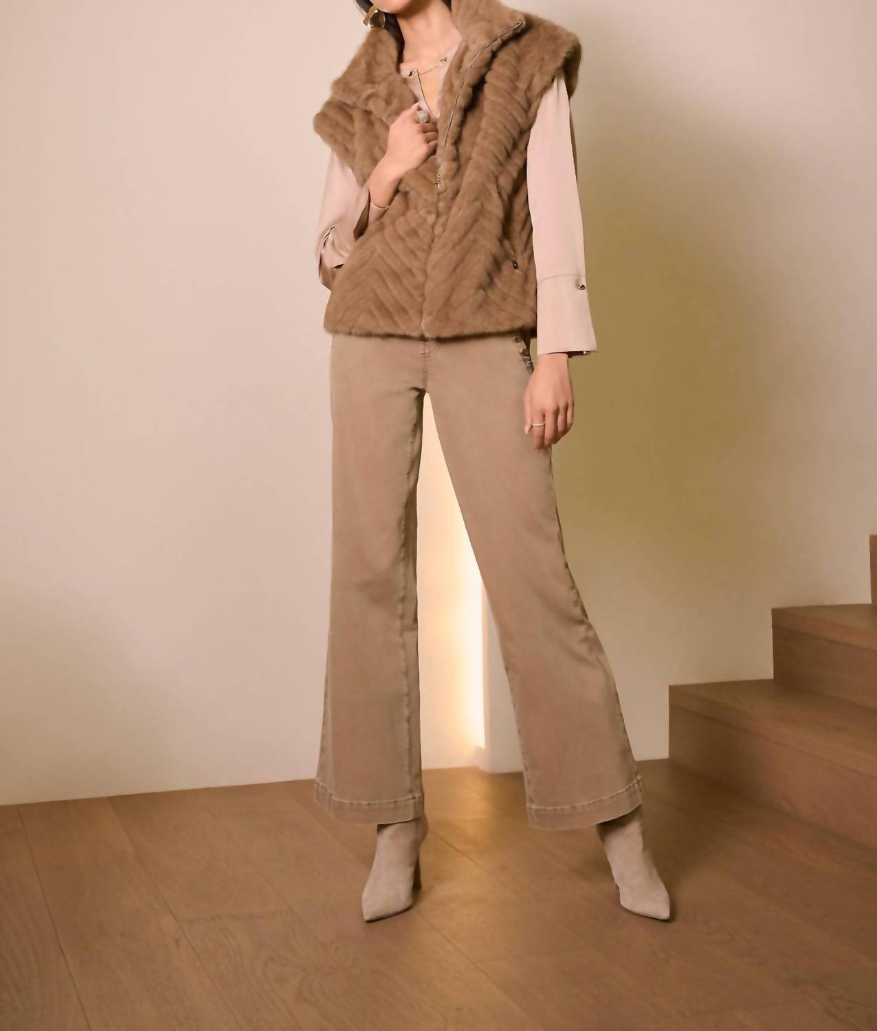 Joseph Ribkoff - Chevron Faux Fur Vest