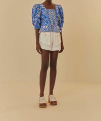 Farm Rio - Tile Dream Short Sleeve Blouse