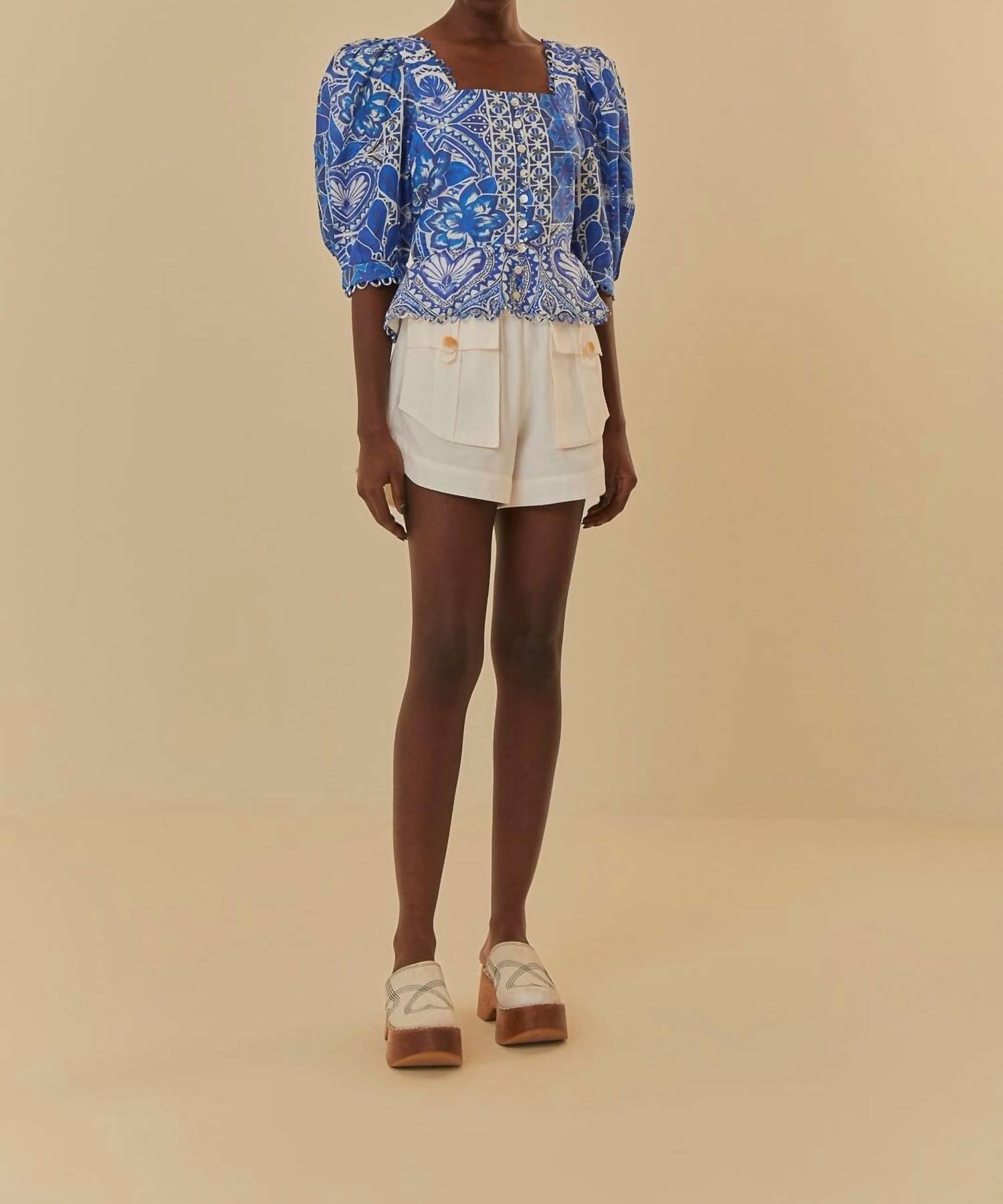 Farm Rio - Tile Dream Short Sleeve Blouse