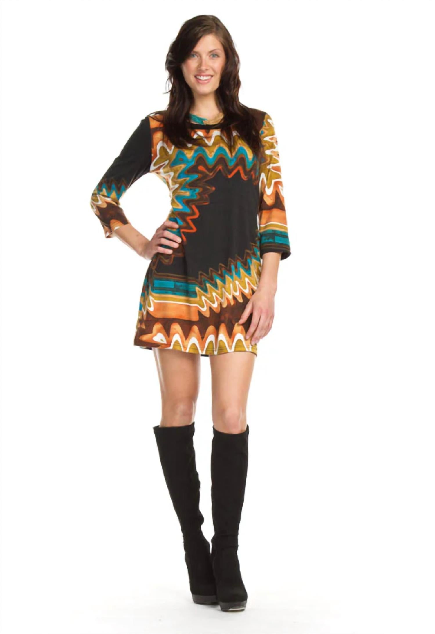 Papillon - Splash Print 3/4 Sleeve Dress