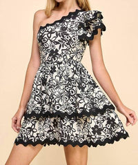 Tcec - Evening Blooms One Shoulder Tiered Dress