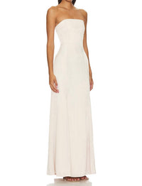 Lovers + Friends Micah Gown in champagne beige - women's dress - detail view