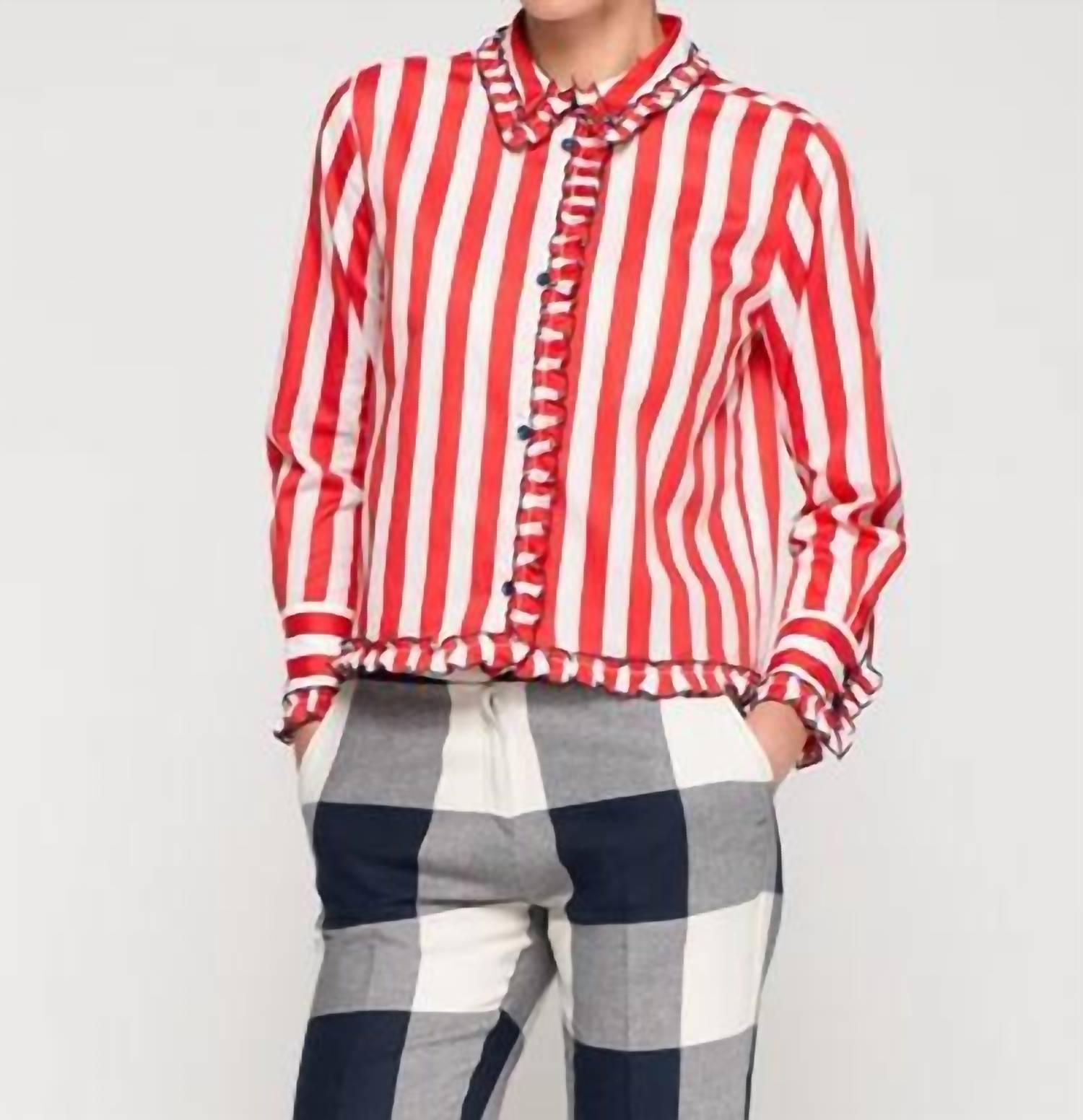 Vilagallo - Ruffles Striped Shirt