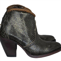 Allens Boots Women's Kyra Exotic High Heel Ankle Boots in olive - women's shoe