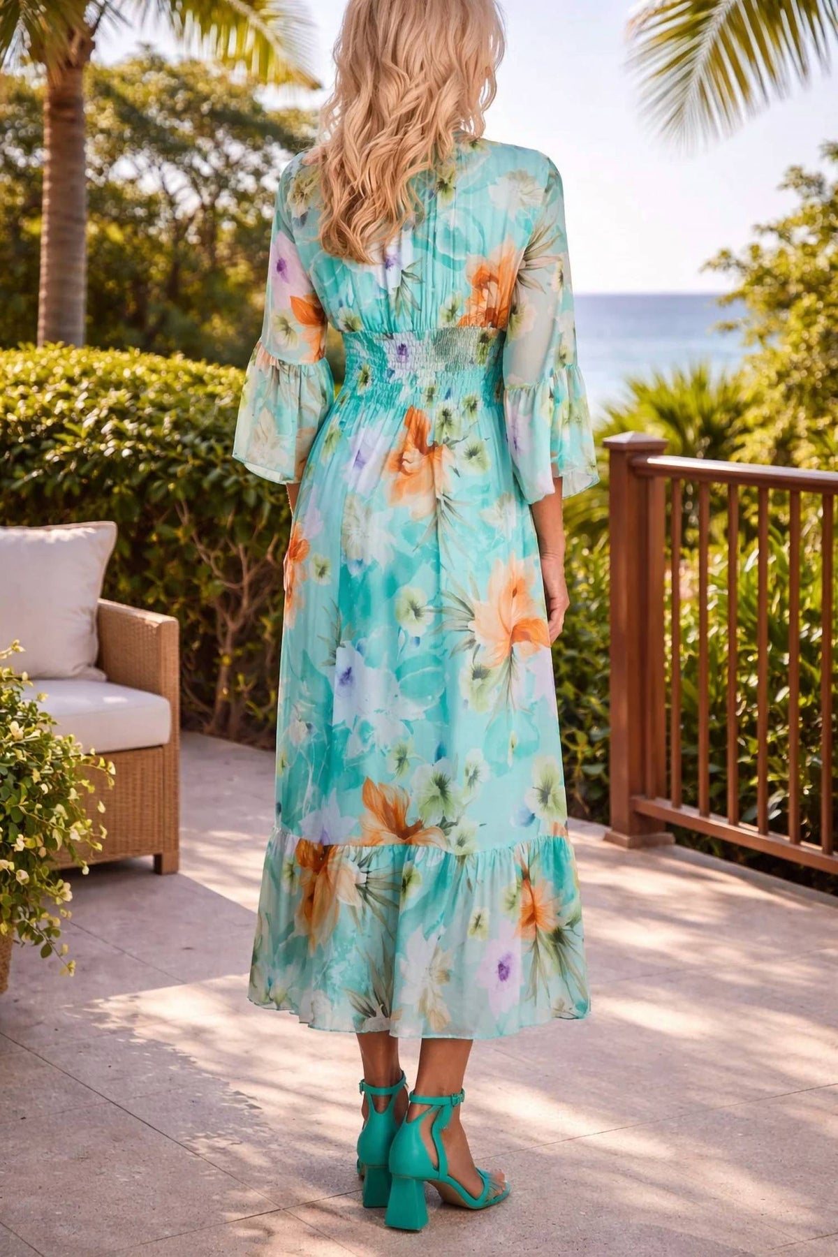 Tempo Paris - Floral Smocked Silk Dress