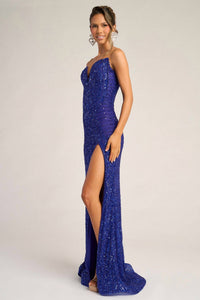 PORTIA&SCARLETT Fully Embellished Strapless Dress With Slit in cobalt - women's dress - alternate view