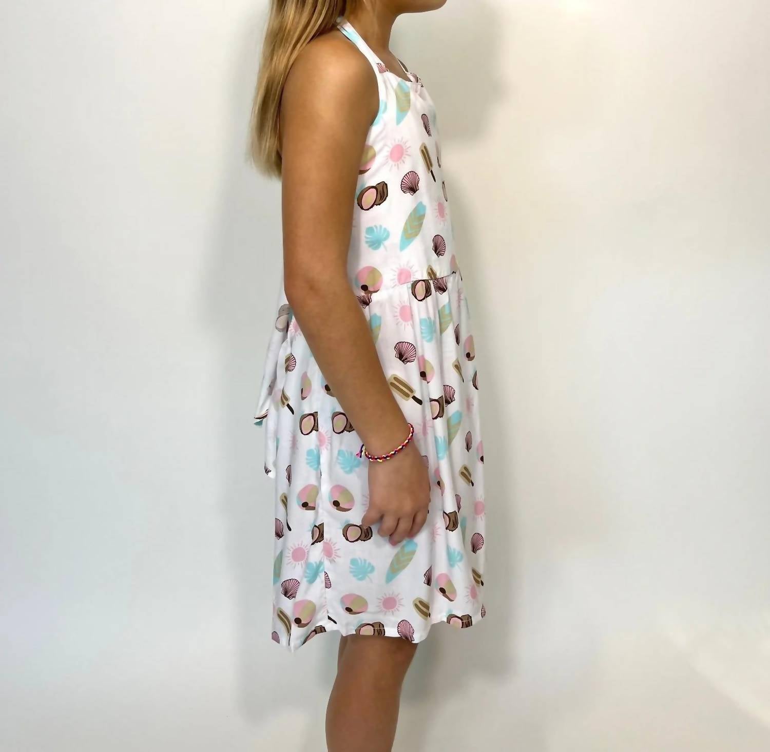 Romi The Brand Girls' Sunset Shore Backless Dress in multi - kids' dress - detail view