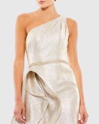 Mac Duggal - One Shoulder Metallic Ruffledevening Gown