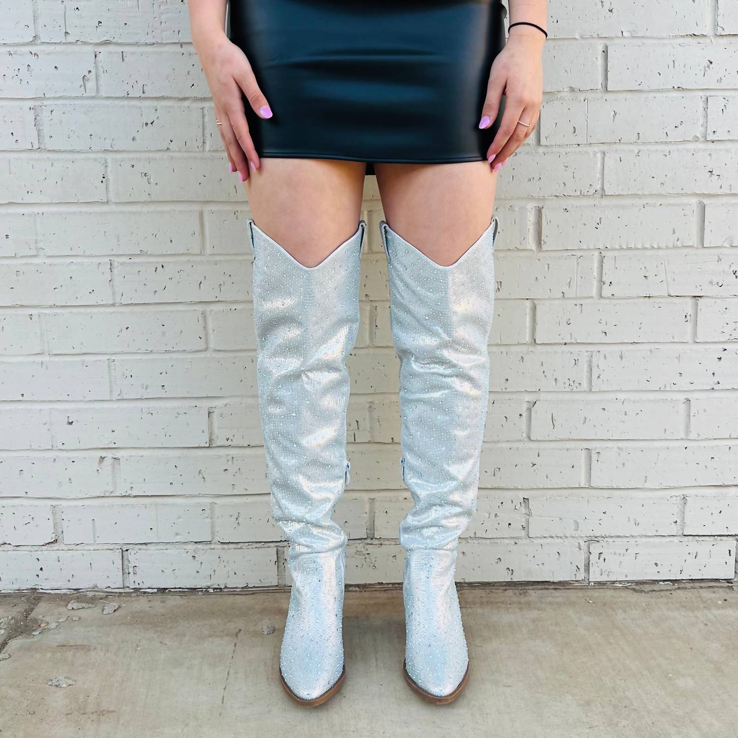 Let'S See Style - Women's Bring Ya To Your Knees Rhinestone Boots