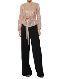 Ina Fashion - Sequin Belted Blouse