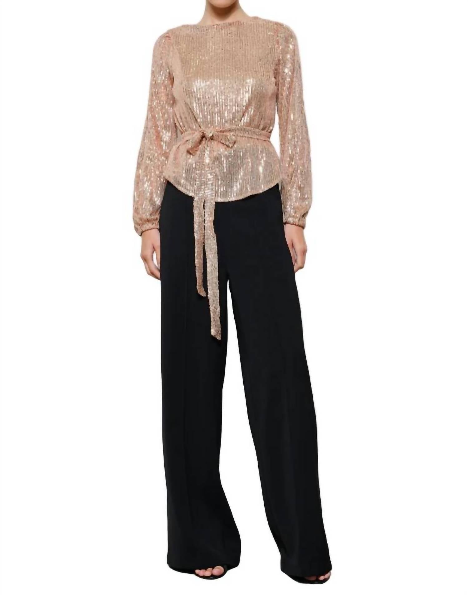 Ina Fashion - Sequin Belted Blouse