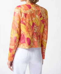 Joseph Ribkoff - Foiled Suede Floral Print Fitted Jacket