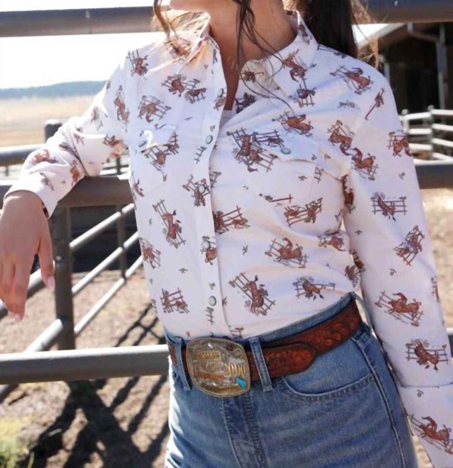 Cruel Girl - Women's Western Print Snap Shirt