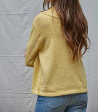 By Together Knit Buttondown Collared Neck Sweater in warm yellow - women's sweater - alternate view