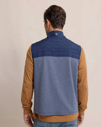 SOUTHERN TIDE Coligny Quilted Vest in dress blue - men's jacket - detail view
