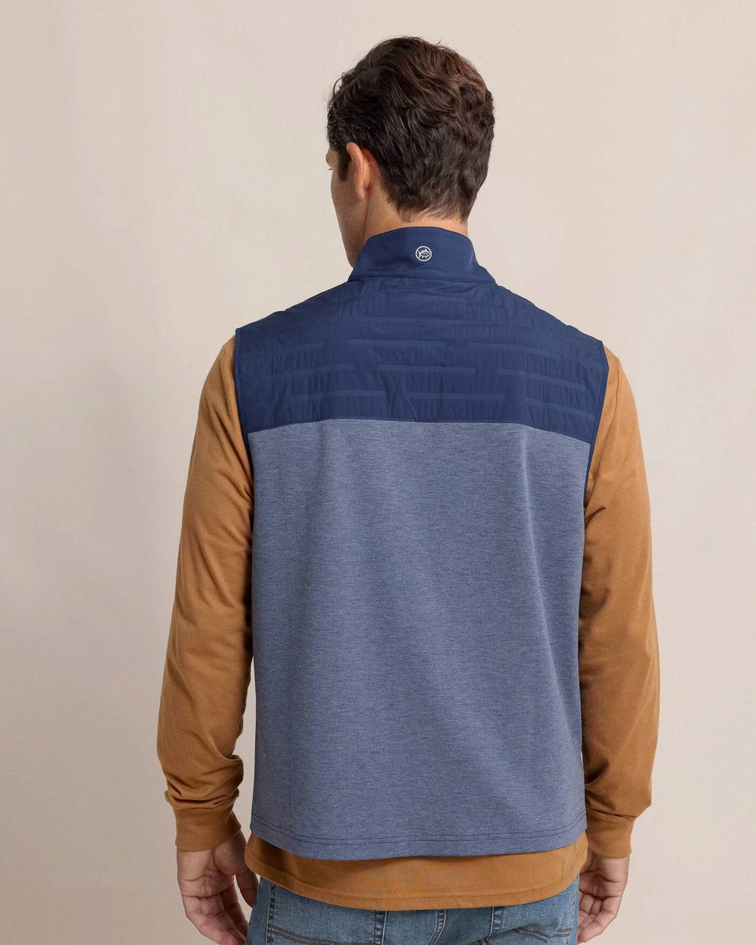 SOUTHERN TIDE Coligny Quilted Vest in dress blue - men's jacket - detail view