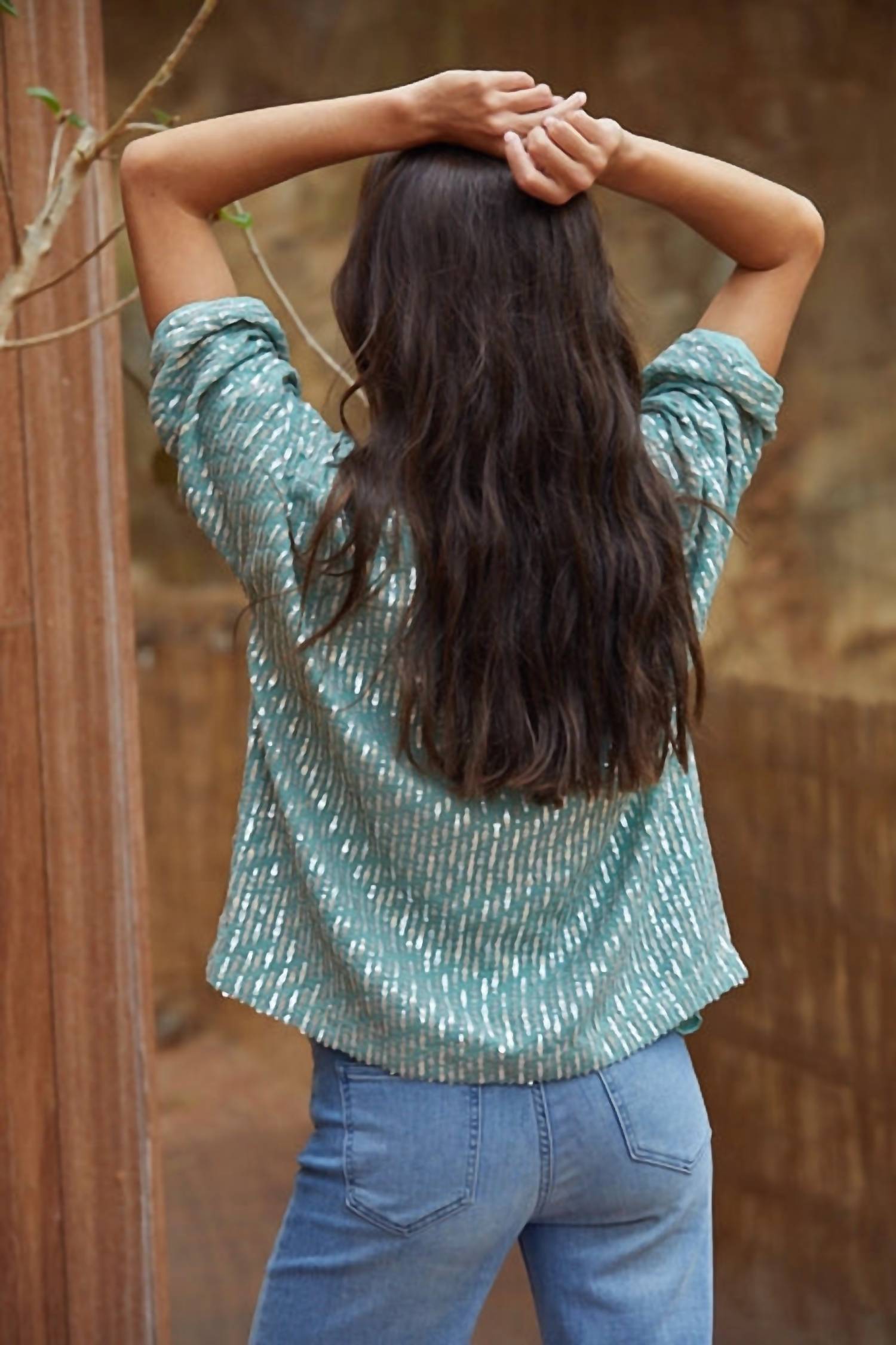 By Together - Sequin V-neck Top