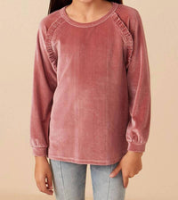 Hayden Girls - Girl's Ruffled Raglan Seam Brushed Rib Top