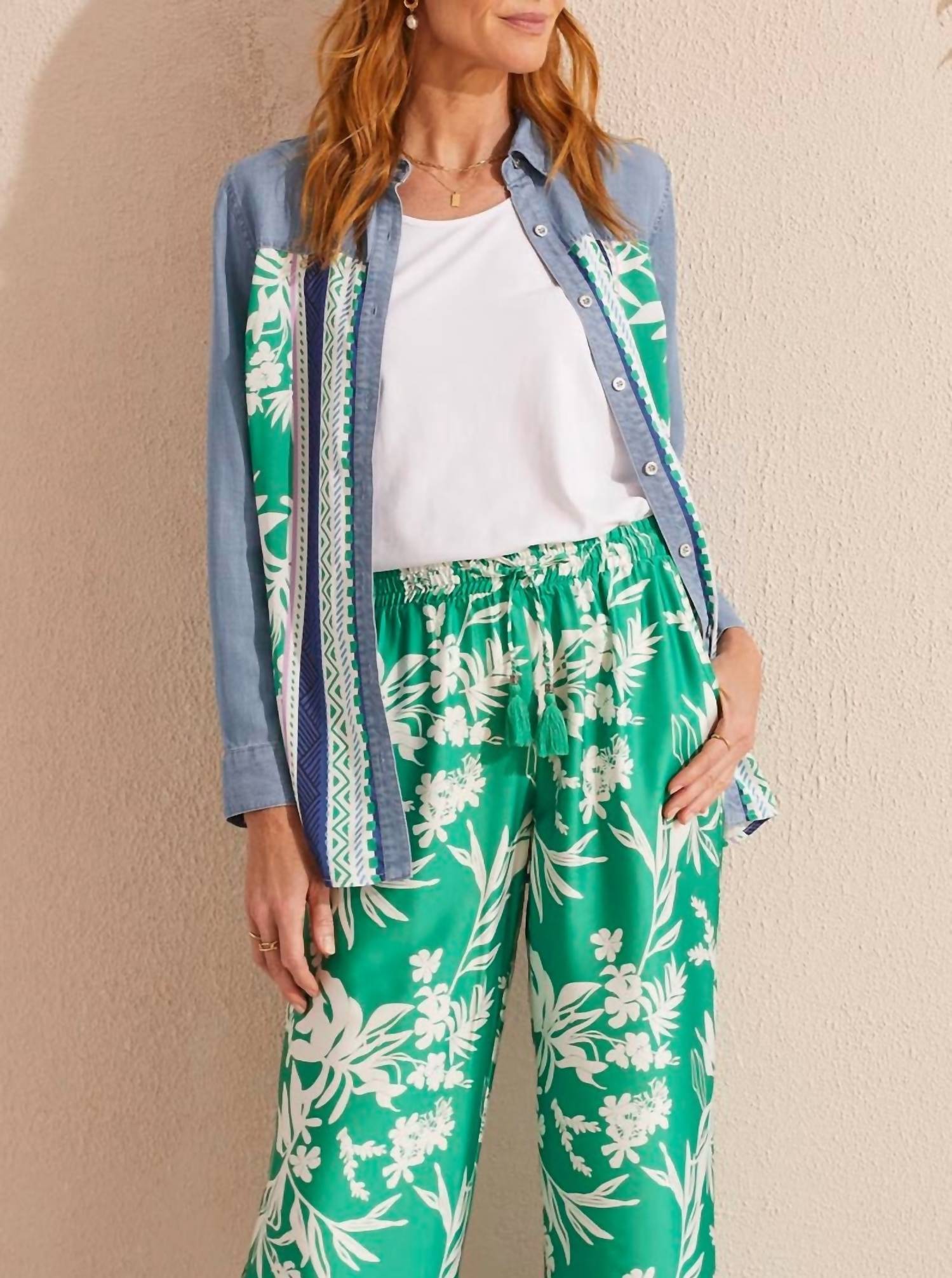 Tribal - Mixed Media Border Print Shirt