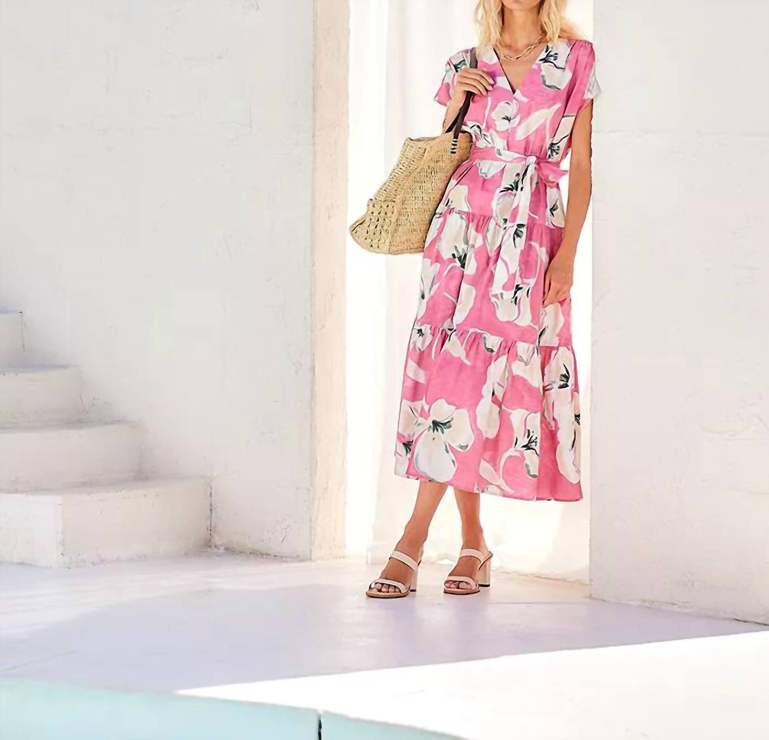 Fifteen Twenty - Kristine Tiered Front Slit Midi Dress