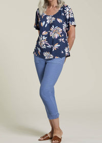 Tribal - Flora Flutter Sleeve Scoop Neck Top