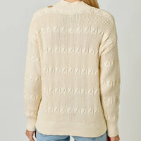 mystree Cutout Mock Neck Sweater Top in ivory - women's sweater - alternate view