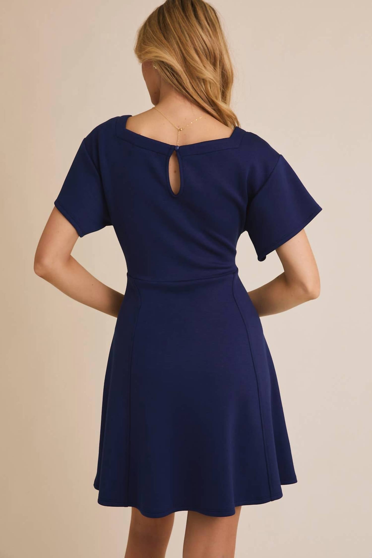 Gilli - Serenity Square Neckline Short Sleeve Flare Skirt Dress