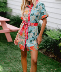 BRITON COURT Elena Mini Dress in colorblock floral - women's dress - view 6
